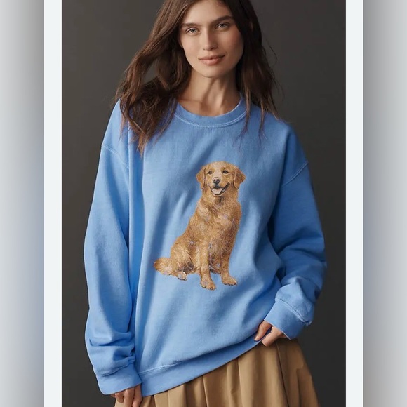 Anthropologie Golden Retriever Pullover Sweatshirt in Blue - Picture 2 of 3